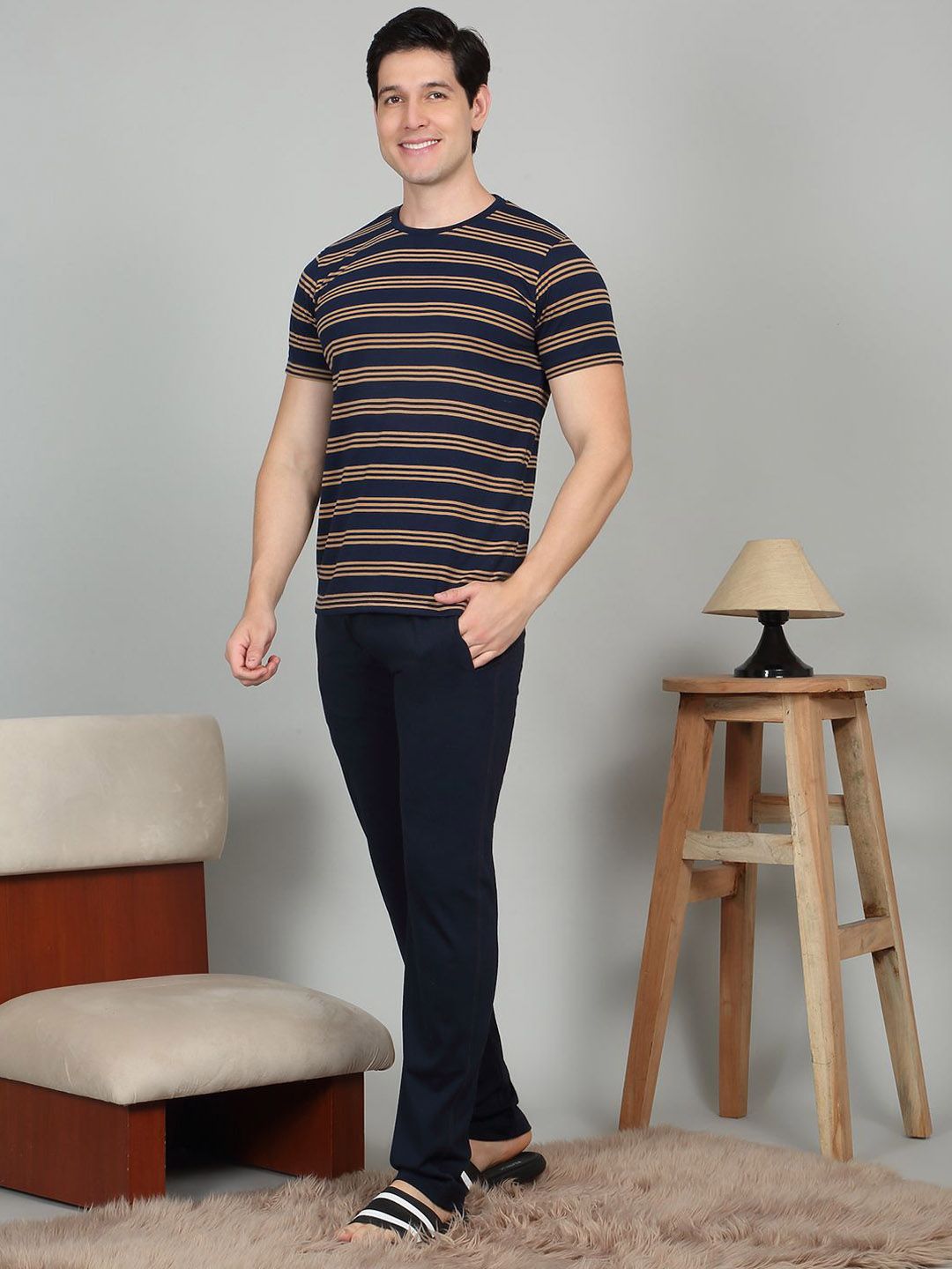 Sweet Dreams Men Striped Night suit