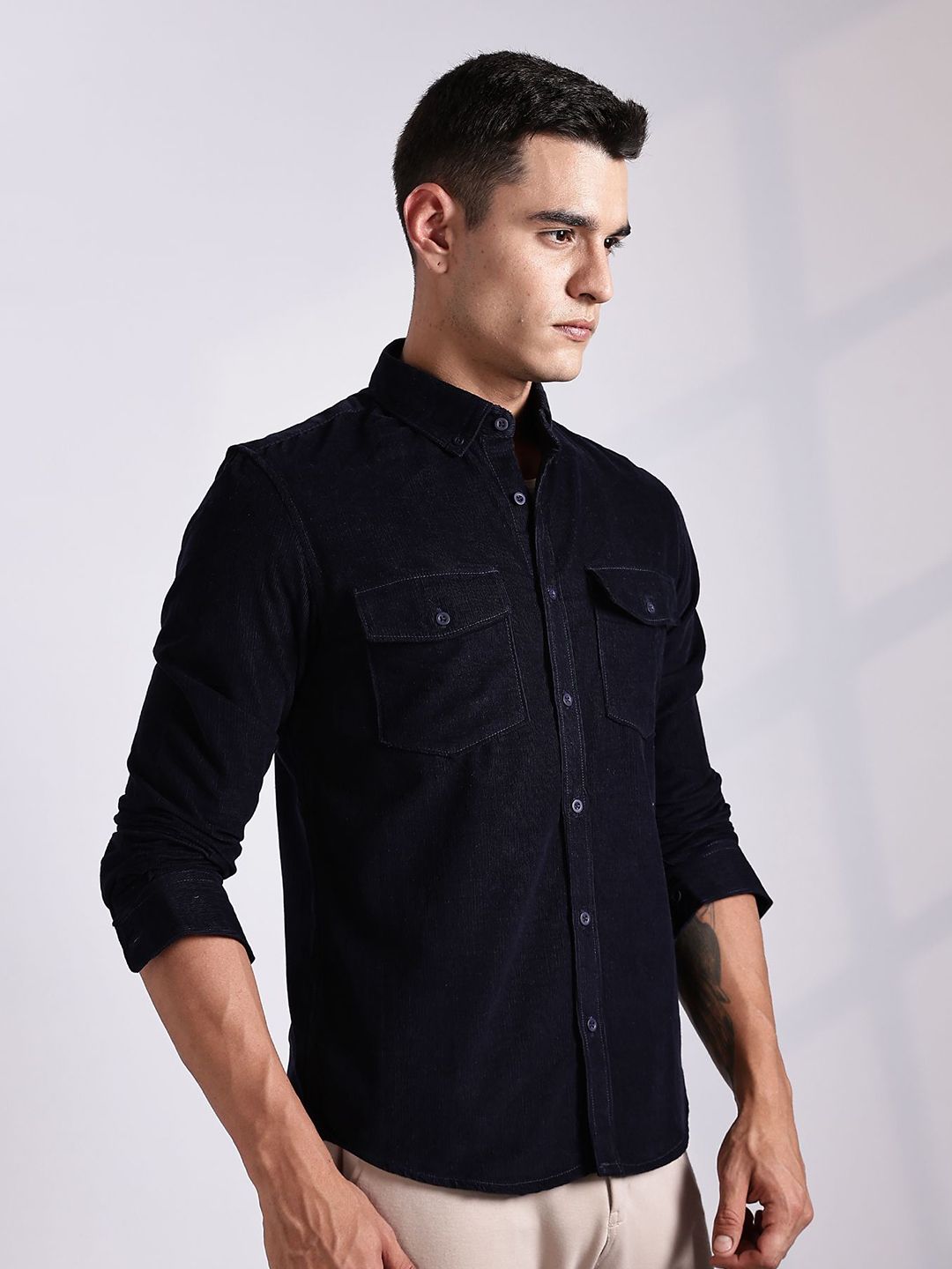 Thomas Scott Men Self Design Corduroy Cotton Shacket