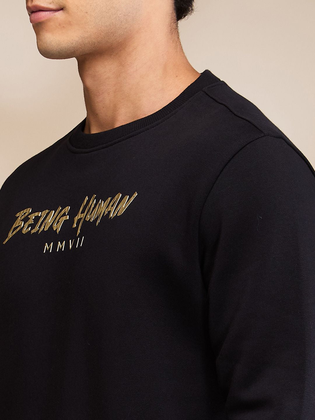 Being Human Men Typography Printed Round Neck Cotton Pullover Sweatshirt