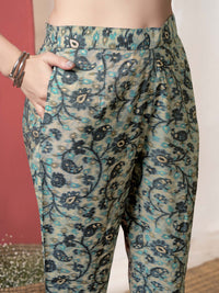Anouk Floral Printed Shirt Collar Kurta With Trouser