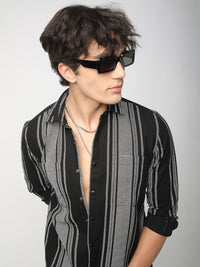 VASTRADO Men Classic Spread Collar Multi Striped Cotton Slim Fit Casual Shirt