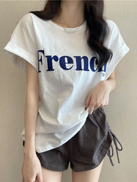 DressBerry Women V-Neck Extended Sleeves Applique T-shirt