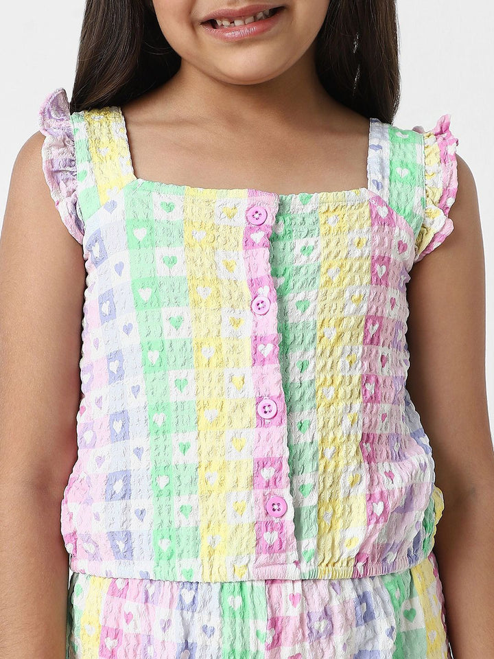Nauti Nati Girls Heart Prints Crop Top & Pants Clothing Set