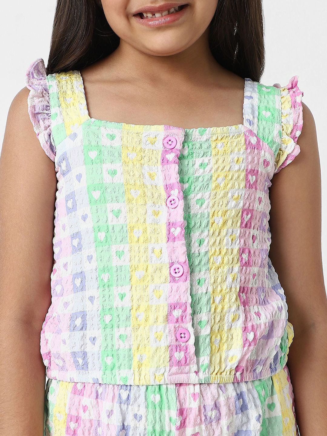 Nauti Nati Girls Heart Prints Crop Top & Pants Clothing Set