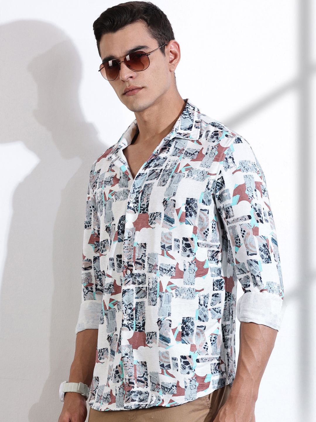 Thomas Scott Men Classic Slim Fit Opaque Printed Casual Shirt