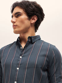 THE BEAR HOUSE Men Cotton Slim Fit Striped Casual Shirt