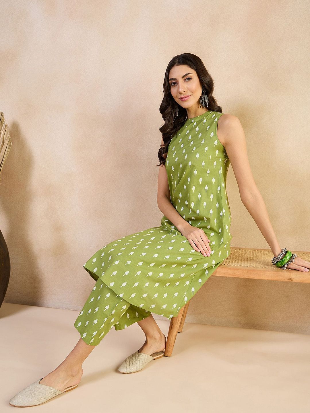 Anouk Printed Pure Cotton Kurta With Palazzo