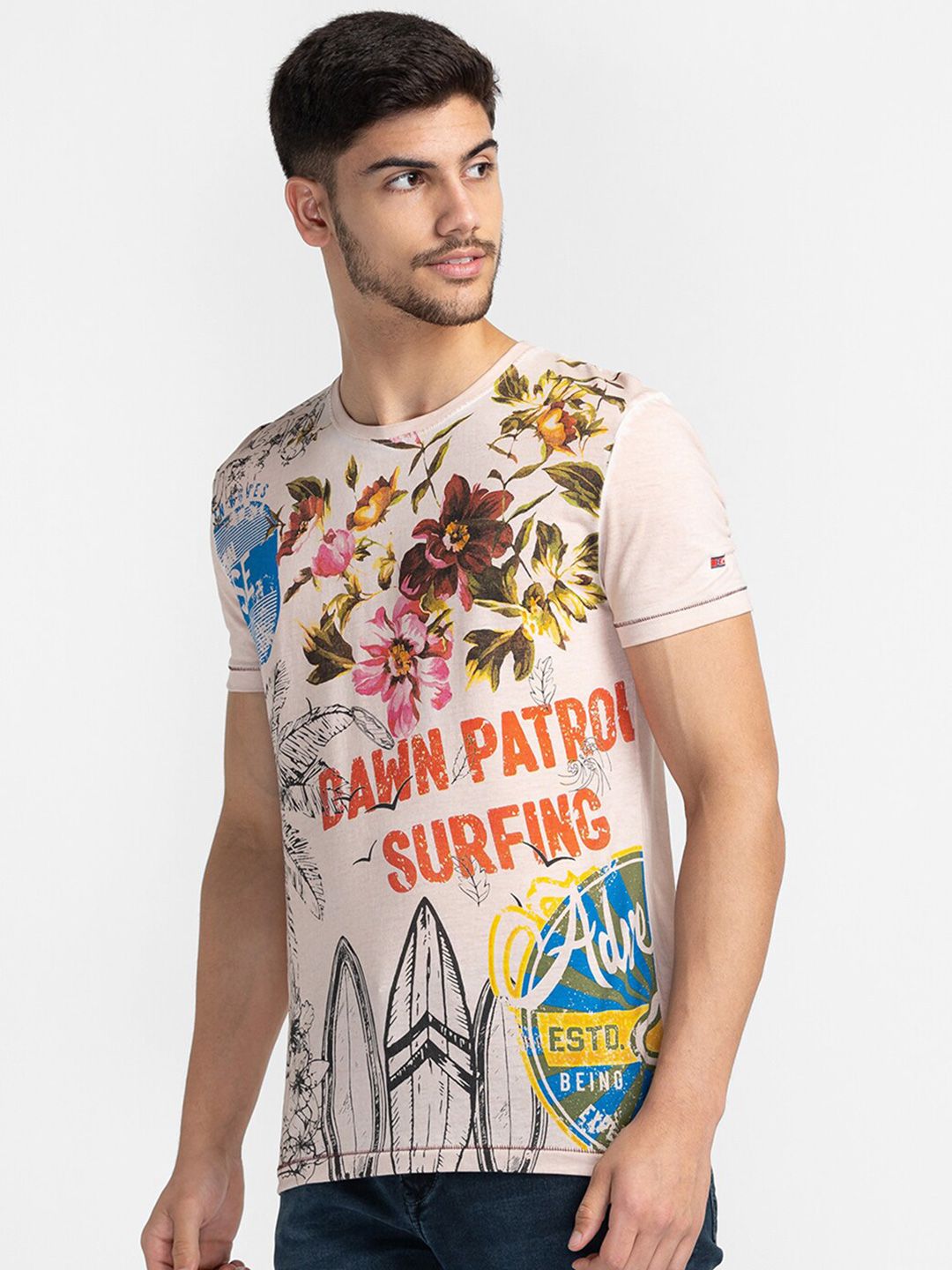 Being Human Floral Printed Round Neck T-shirt