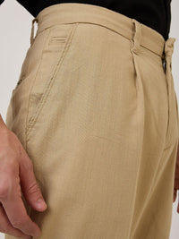 SPYKAR Men Cotton Pleated Regular Trousers