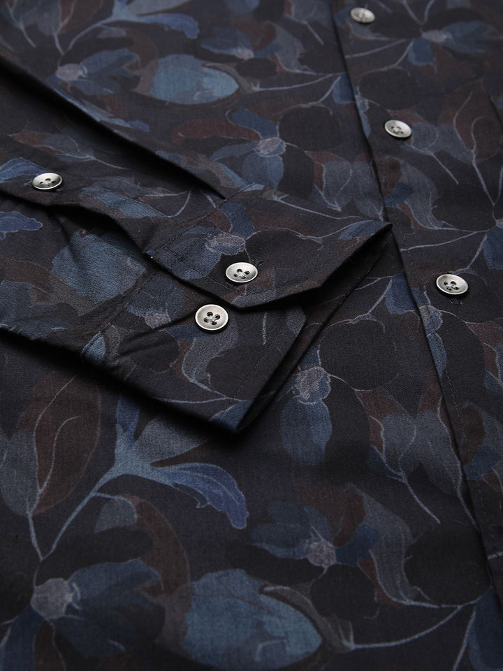 VASTRADO Men Classic Spread Collar Floral Printed Cotton Slim Fit Casual Shirt
