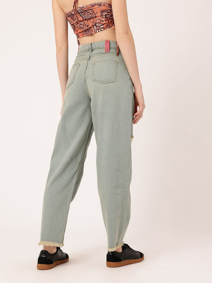 DressBerry Women Grunge Touch Slouchy Fit Mildly Distressed Light Fade Frayed Jeans