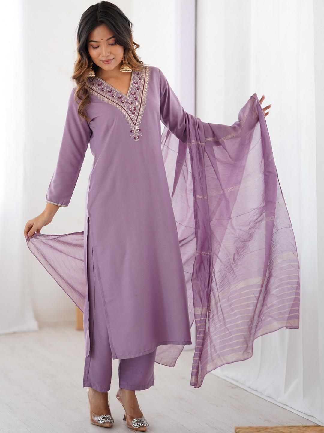 KALINI Women's Straight Kurta Pant with Dupatta Sets |Festive Wear Kurta Sets