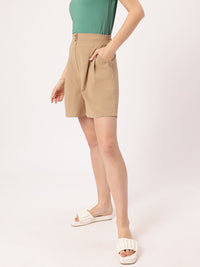 DressBerry Women Cute & Confident Pleated Textured Shorts
