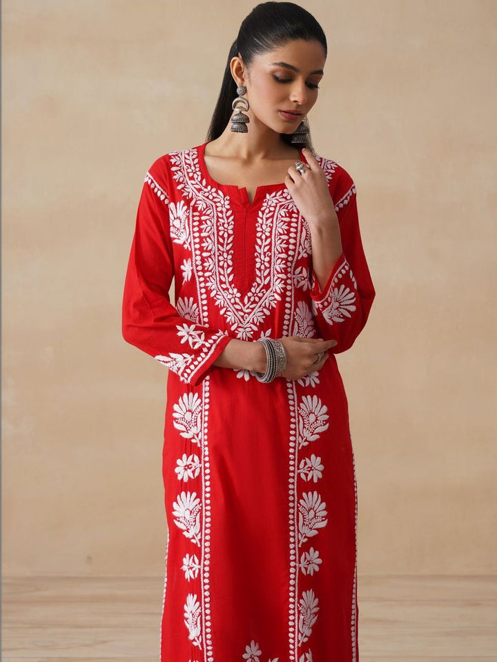 Rumah Wanita Chikankari Sulam Kurta Chikankari