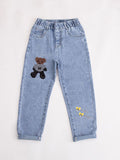 YK Girls Comfort Relaxed Fit High-Rise Embellished Stretchable Jeans