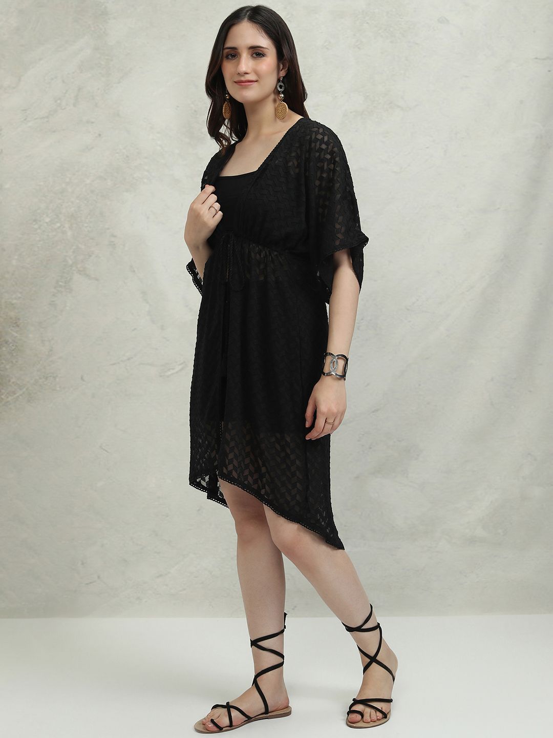 Vishudh Wanita Longline Tie-Up Shrug
