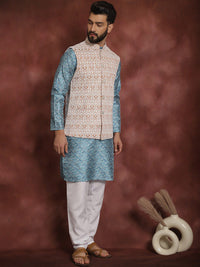 Anouk Geometric Printed Regular Thread Work Straight Kurta with Churidar