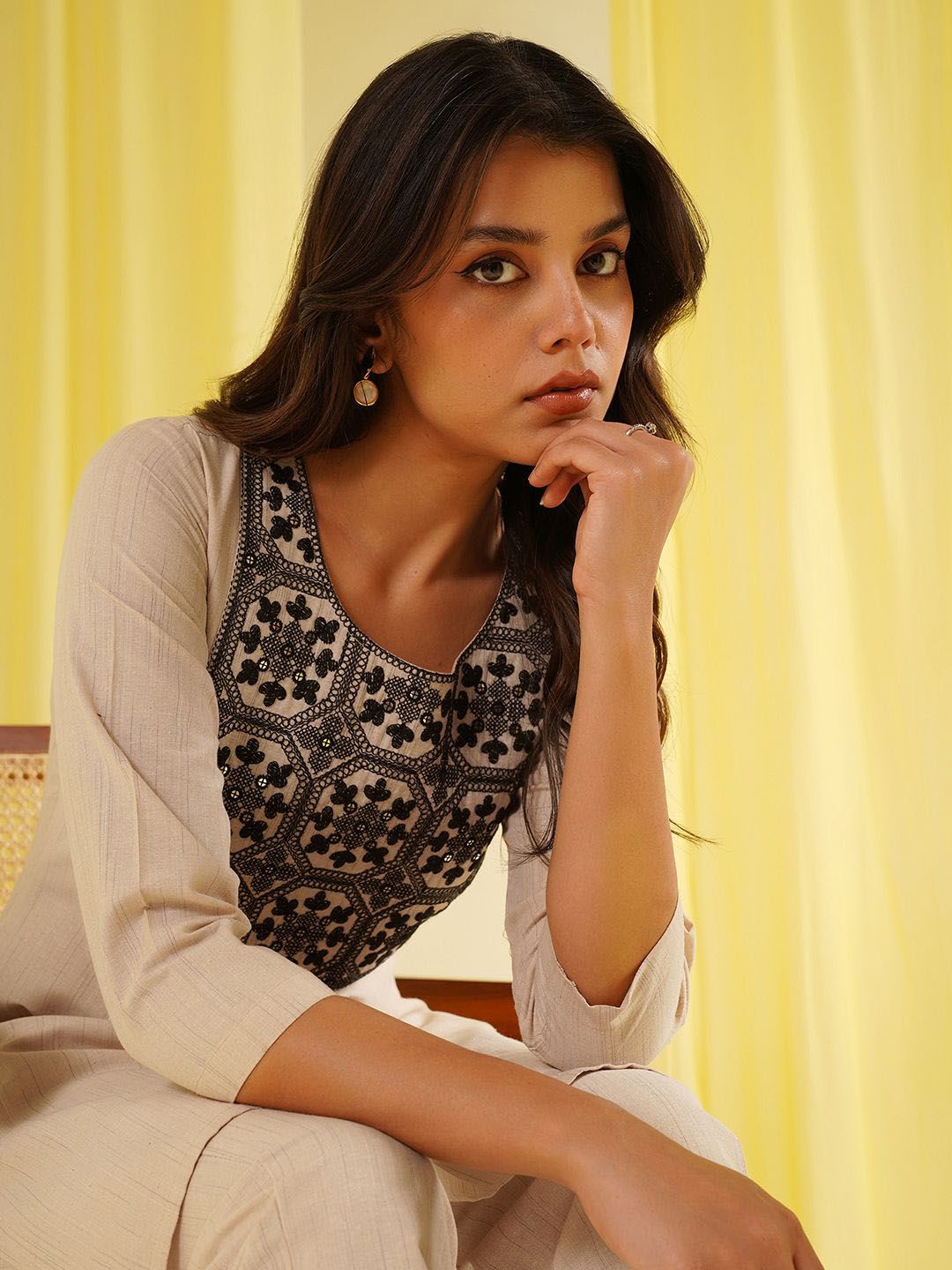 KALINI Women Ethnic Motifs Embroidered Kurta with Trousers