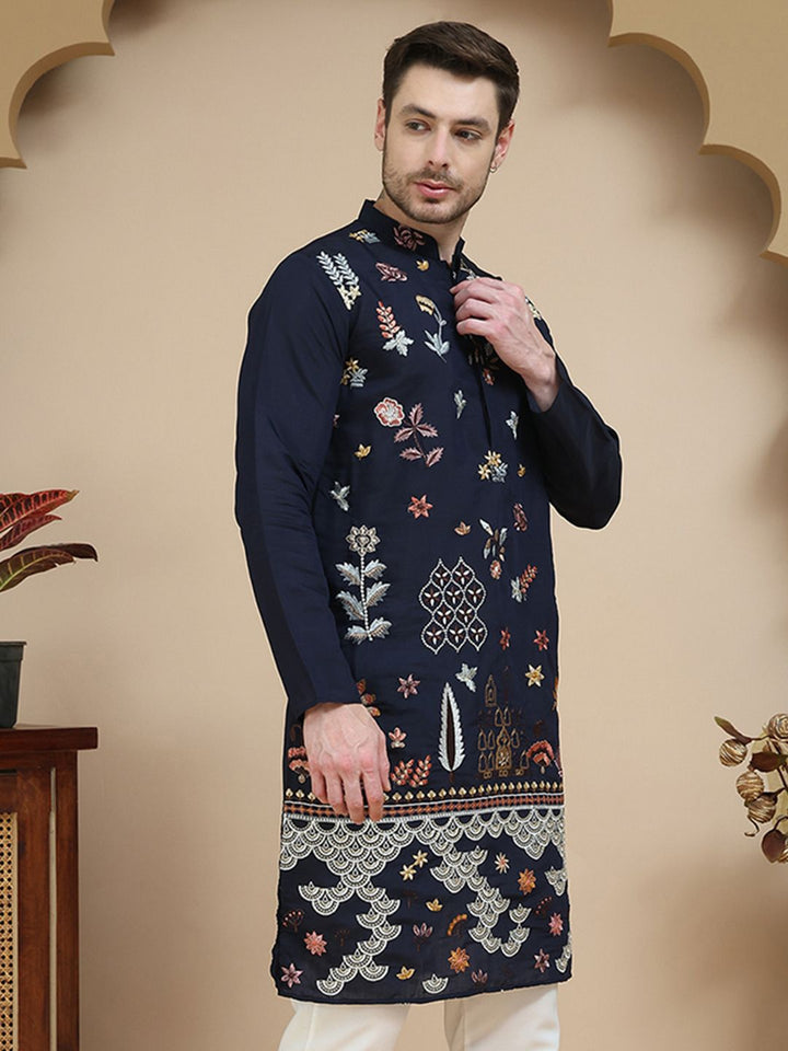 JOMPERS LELAKI Motif Etnik Saluran Silk Lurus Kurta Lurus