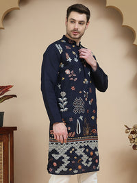 JOMPERS LELAKI Motif Etnik Saluran Silk Lurus Kurta Lurus