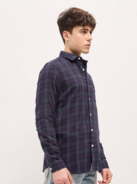THE BEAR HOUSE Men Spread Collar Tartan Checked Slim Fit Shirt