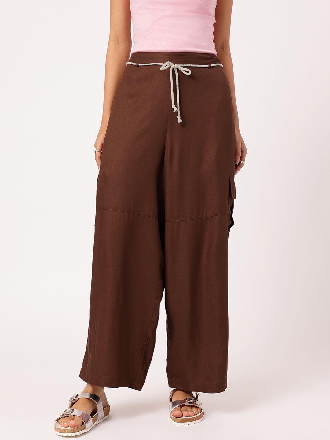 DressBerry Women Eclectic Essentials Belted Cargo Trousers