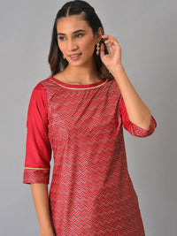 AURELIA Women Geometric Printed Thread Work Kurta