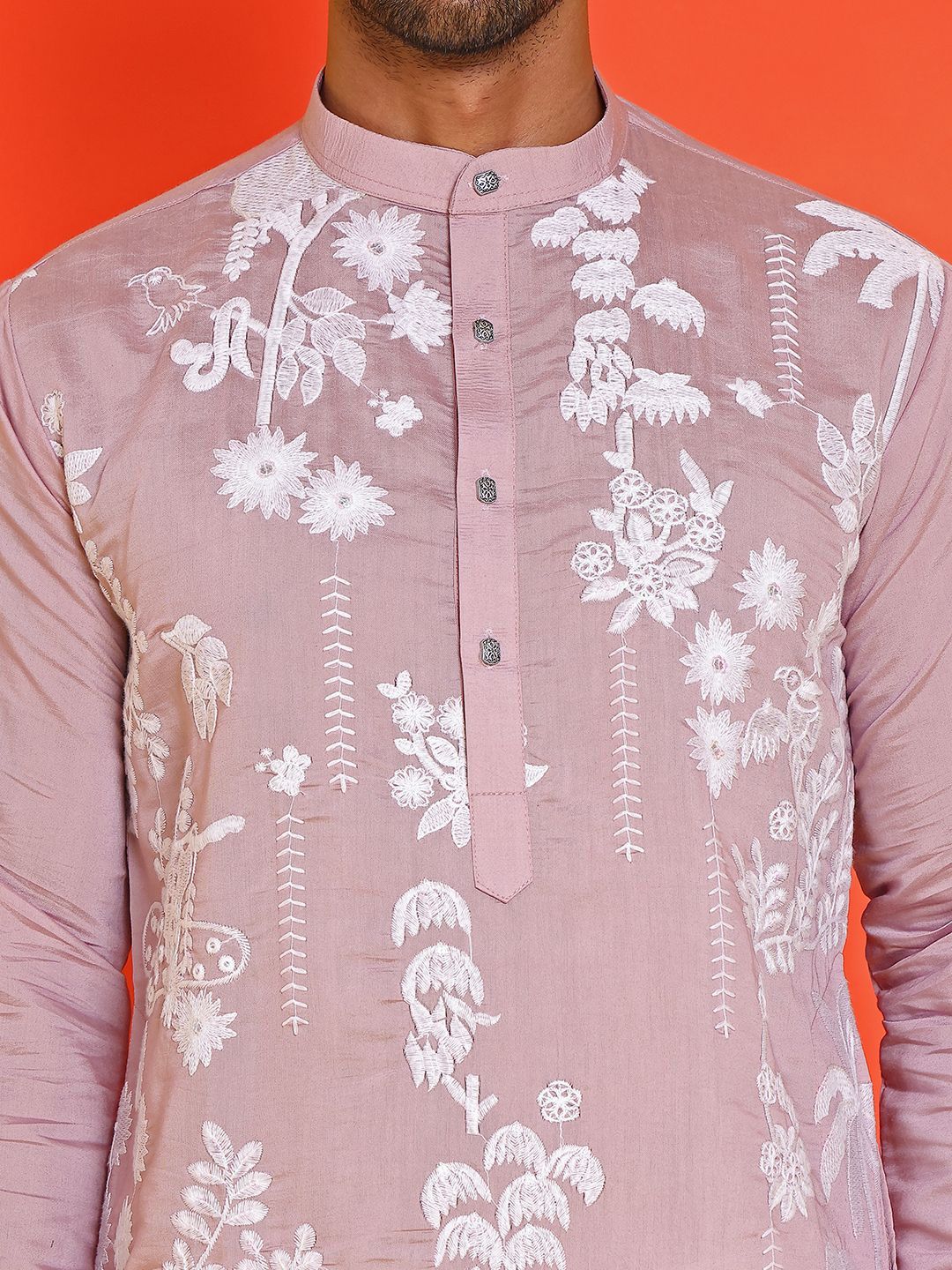 Jompers Men Floral Embroidered Chikankari Floral Kurta