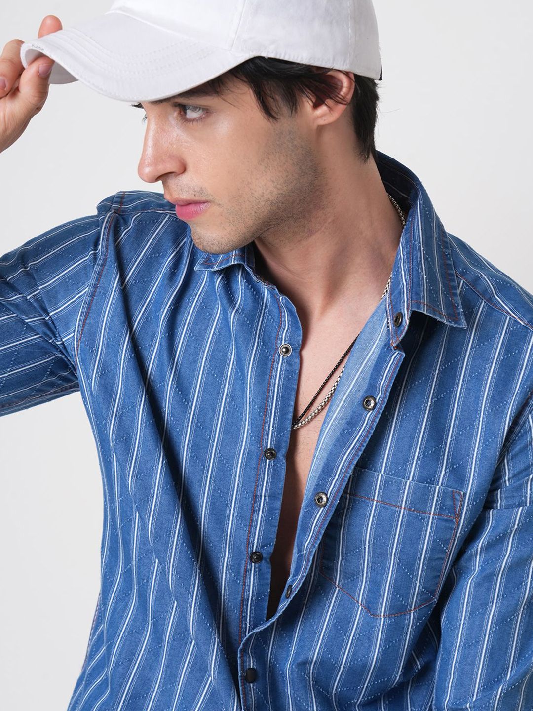 VASTRADO Men Classic Slim Fit Pinstripes Opaque Striped Casual Shirt