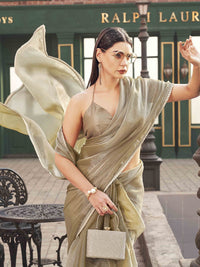 Tikhi Imli Solid Saree With Unstitched Blouse Piece