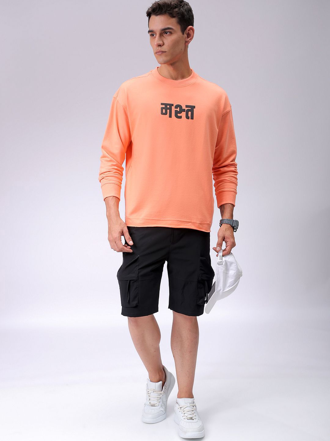 The Indian Garage Co Men Printed Round Neck Log Sleeves Sweatshirt