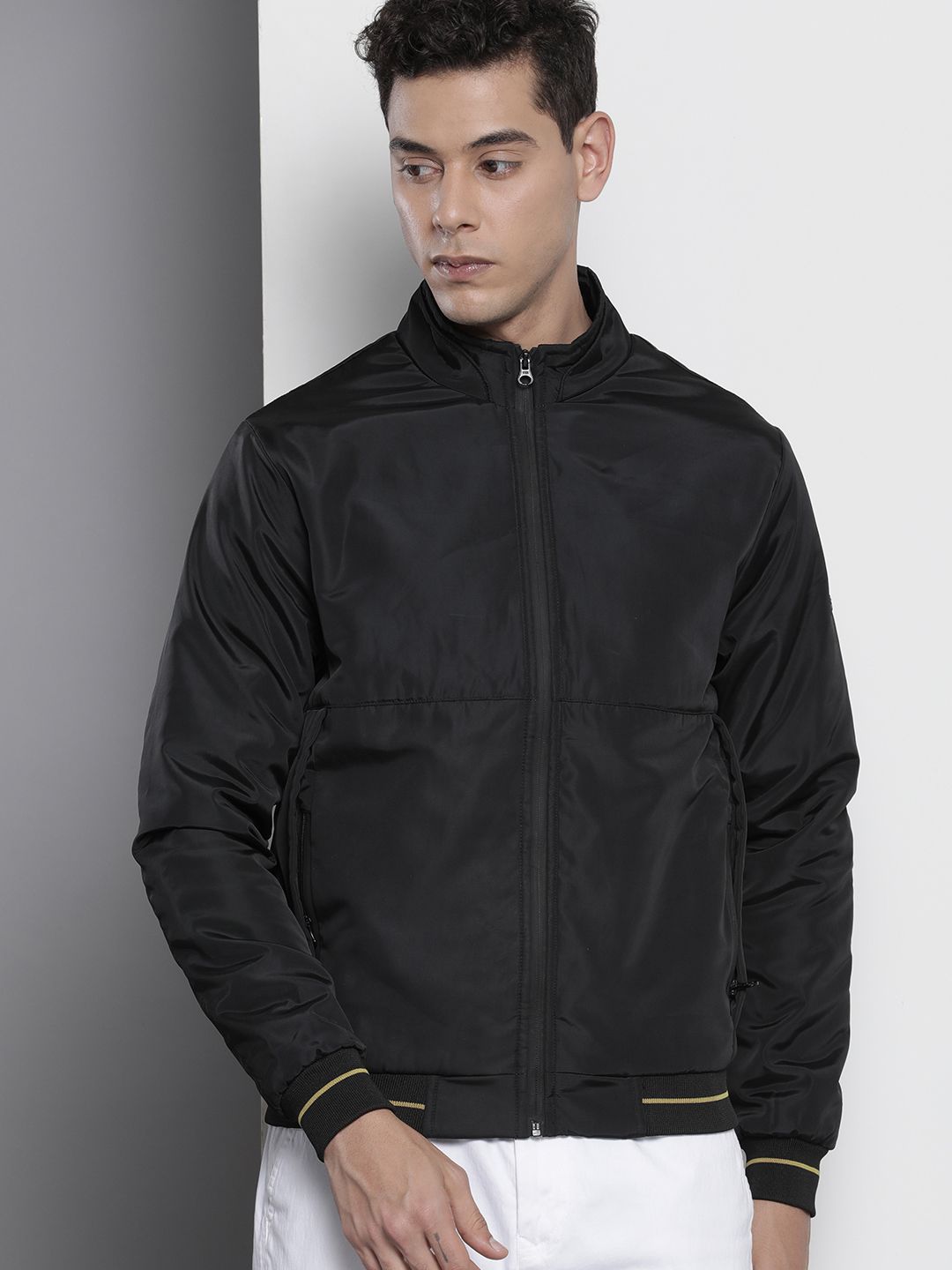 The Indian Garage Co Men Zip-Front Bomber Jacket with Insert Pockets