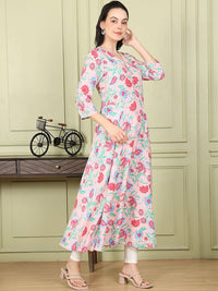 W Women Floral Printed Flared Sleeves Anarkali Kurta