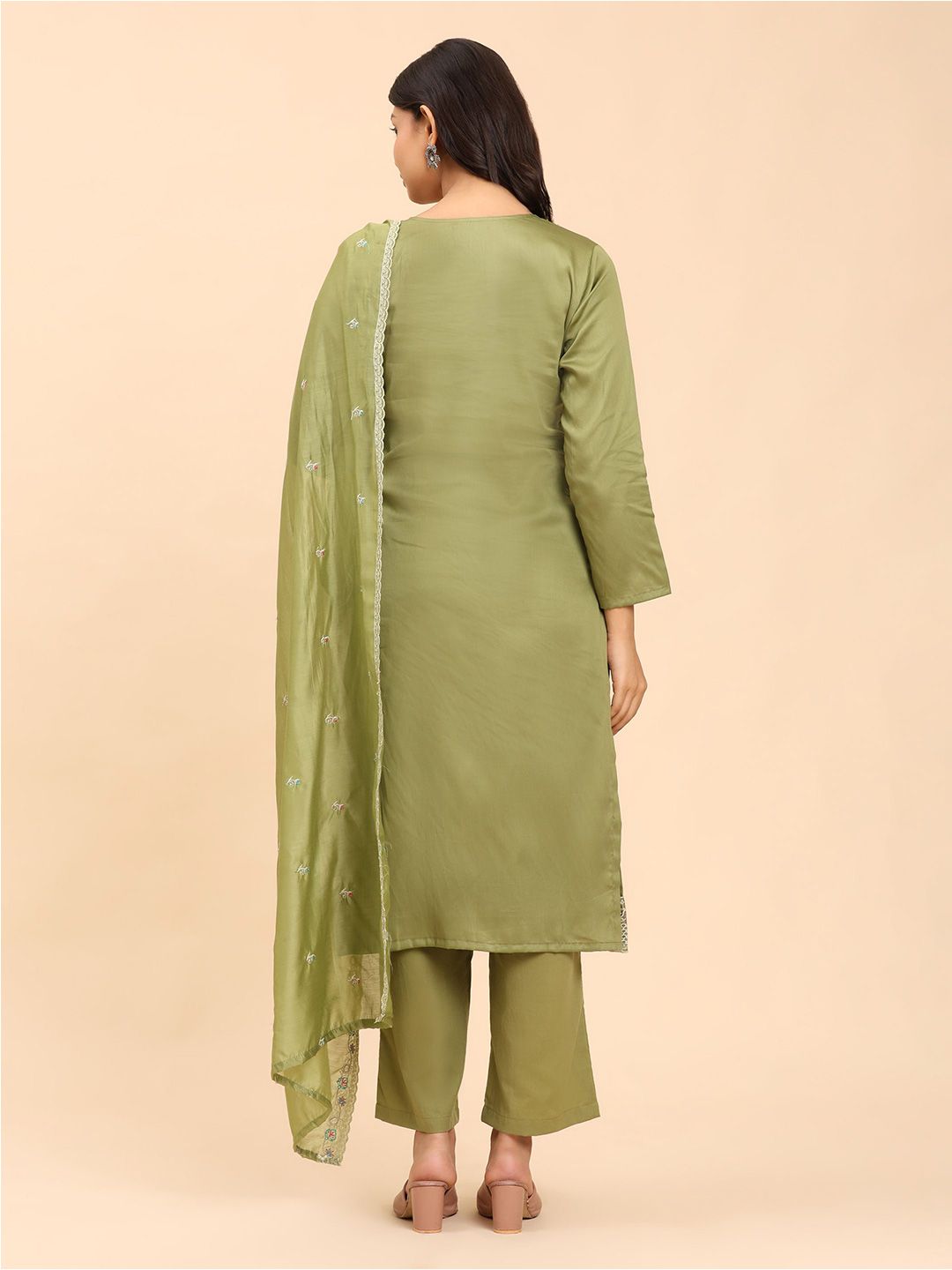 Mamicha Women Floral Embroidered Regular Pure Cotton Kurta with Palazzos & With Dupatta