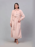 KLOTTHE Pink Shirt Collar Woollen Bath Robe With Belt