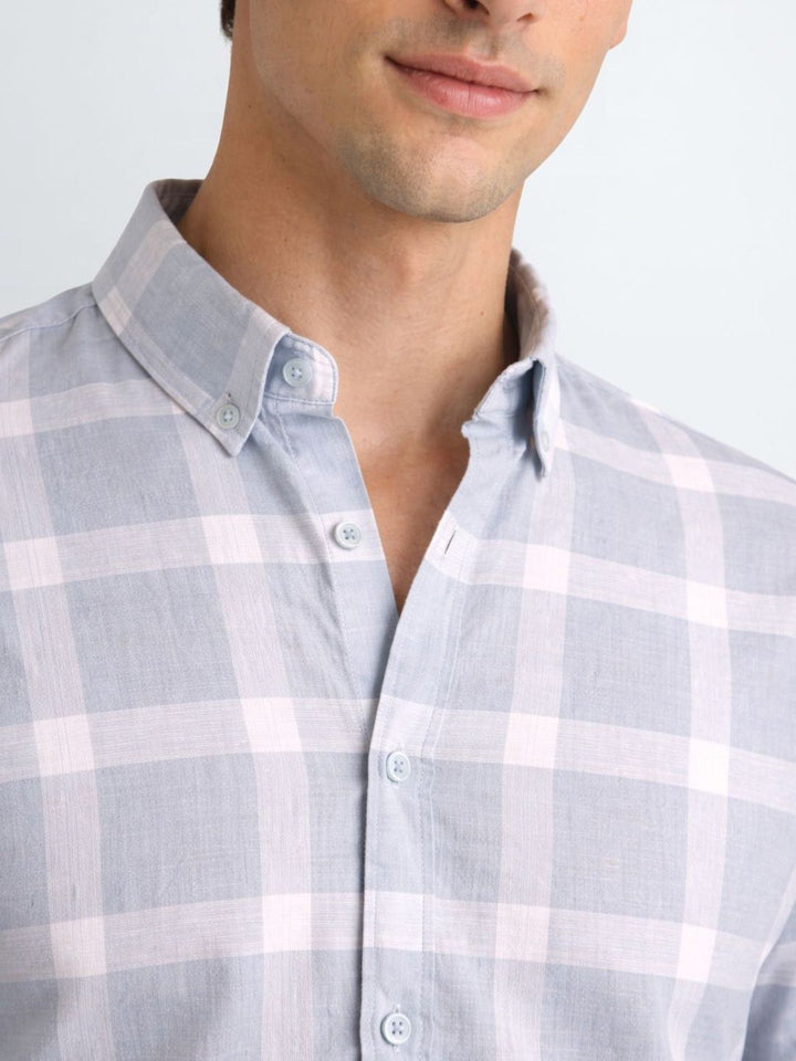 ADRO Men Standard Gingham Checks Checked Casual Shirt