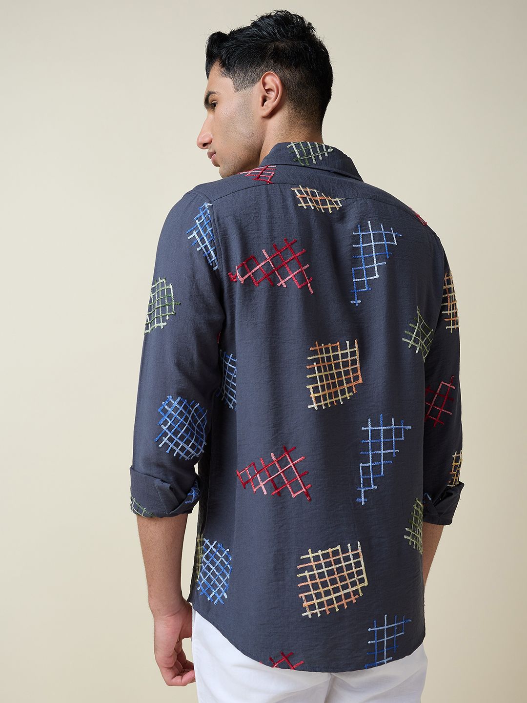 Thomas Scott Men Embroidered Regular Fit Casual Shirt