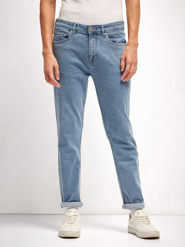 THE BEAR HOUSE Men Slim Fit Light Fade Mid-Rise Stretchable Jeans