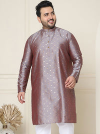 SOJANYA Plus Geometric Woven Design Kolar Mandarin Lengan Panjang Kurta Lurus