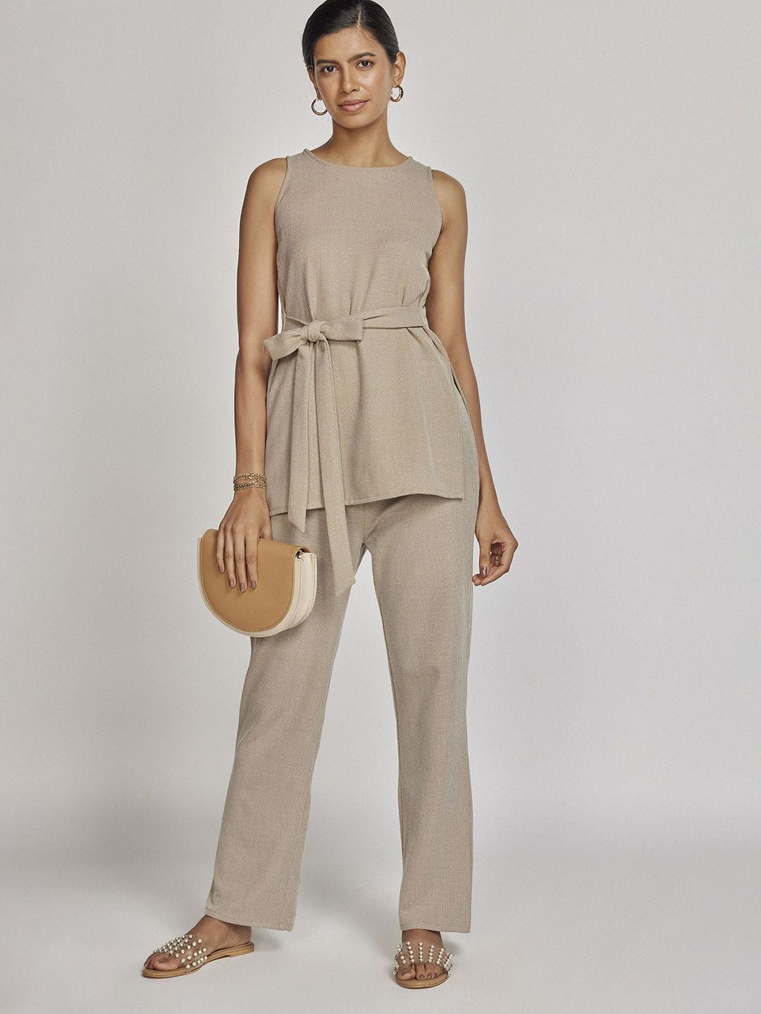 The Label Life Women Textured Straight Fit Trousers