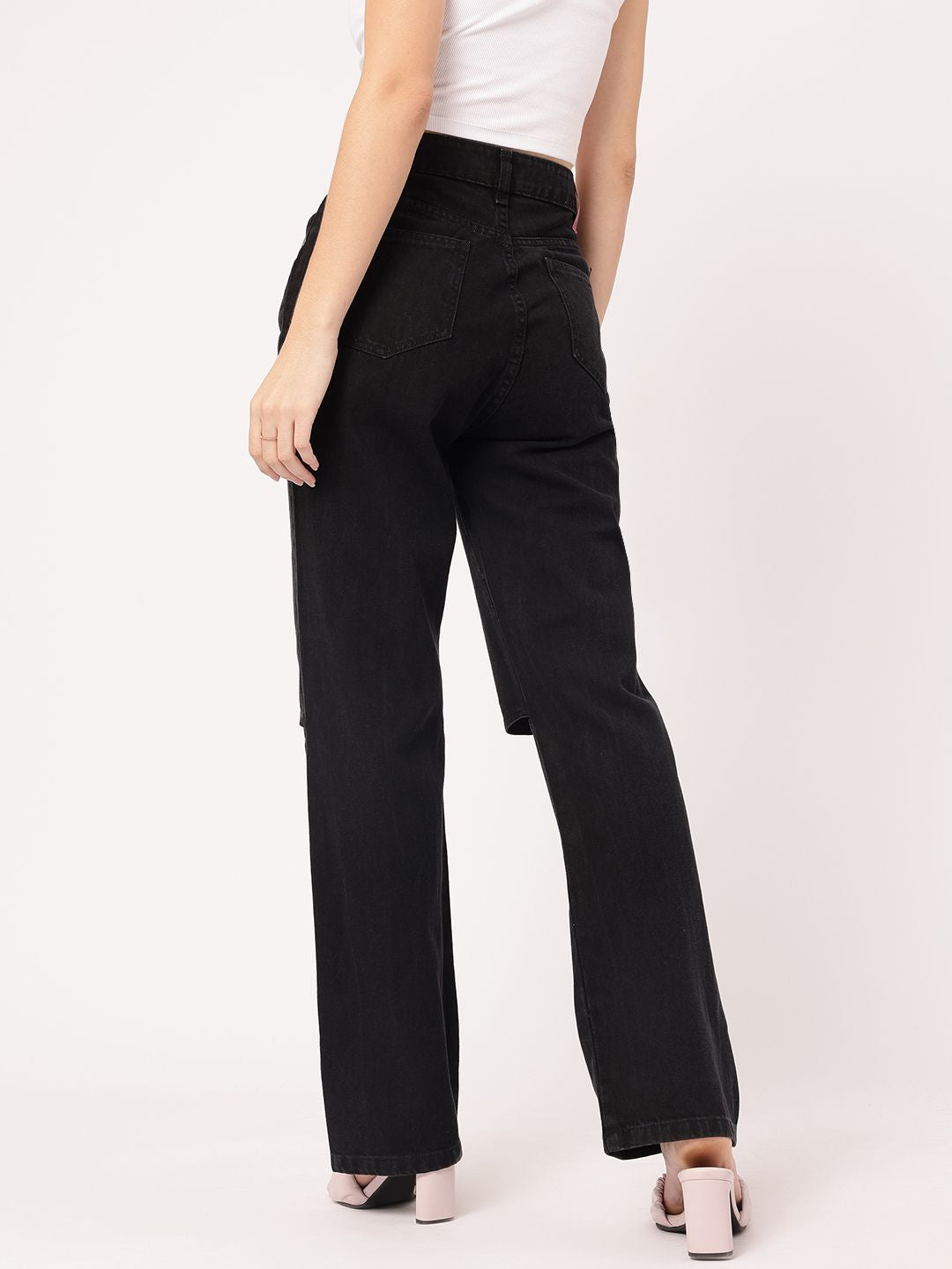 DressBerry Women Rebel Slash Knee Straight Fit Pure Cotton Jeans