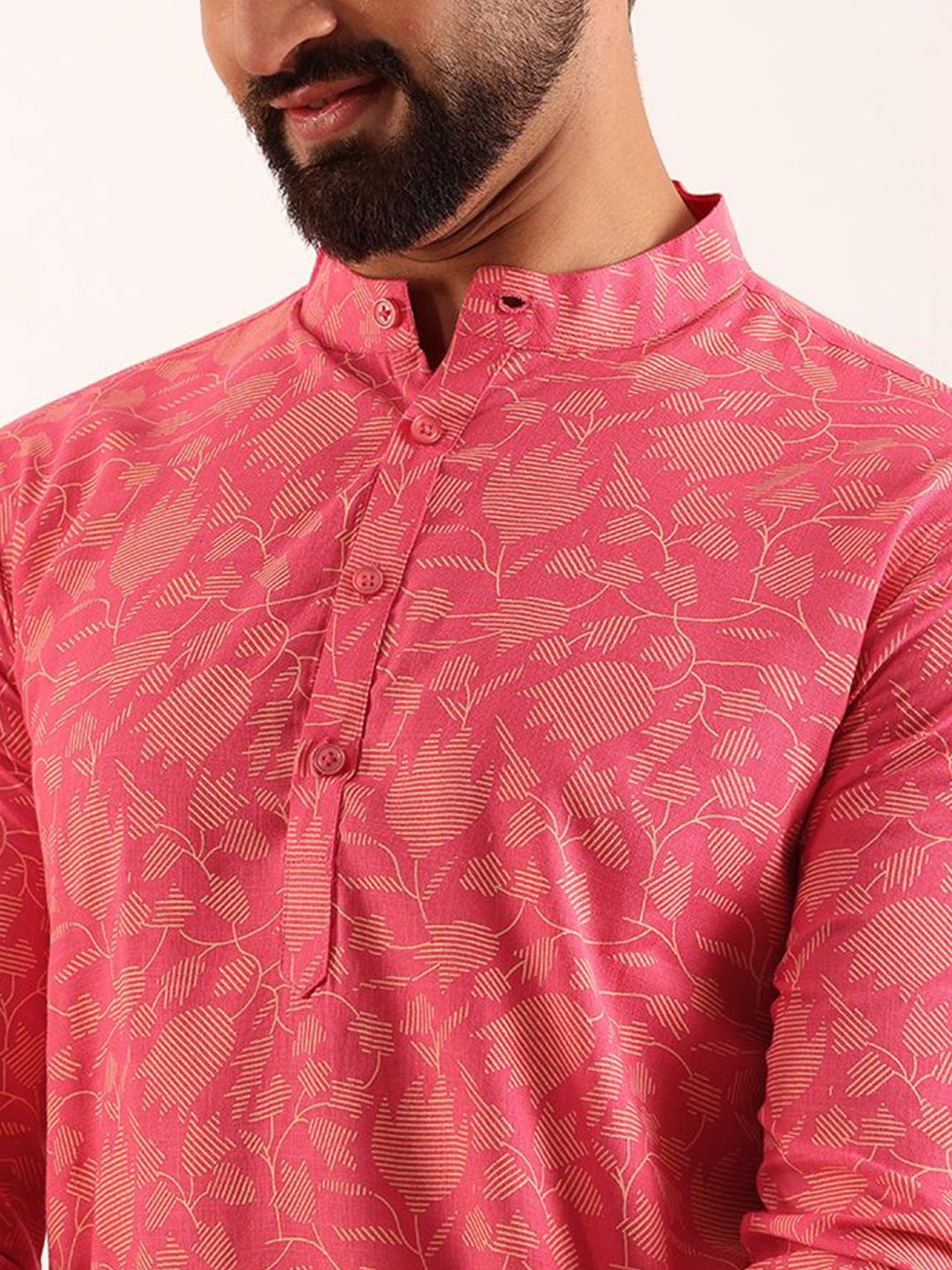 Anouk Men Floral Printed Mandarin Collar Kurta