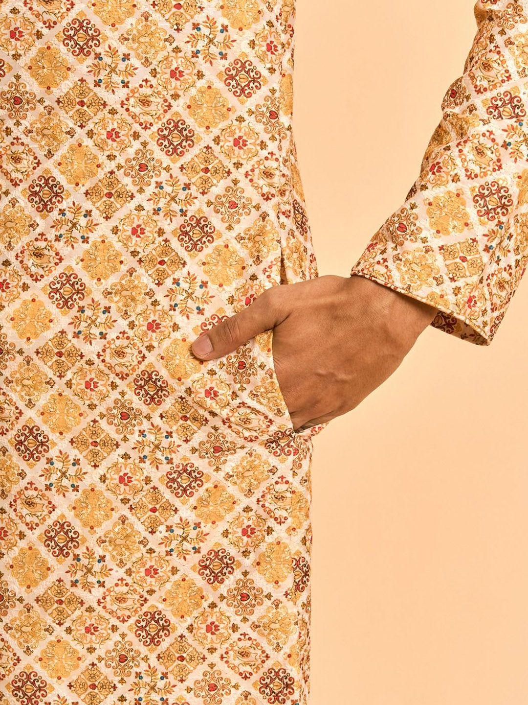 Diwas by Manyavar Men Ethnic Motifs Printed Mandarin Collar Kurta