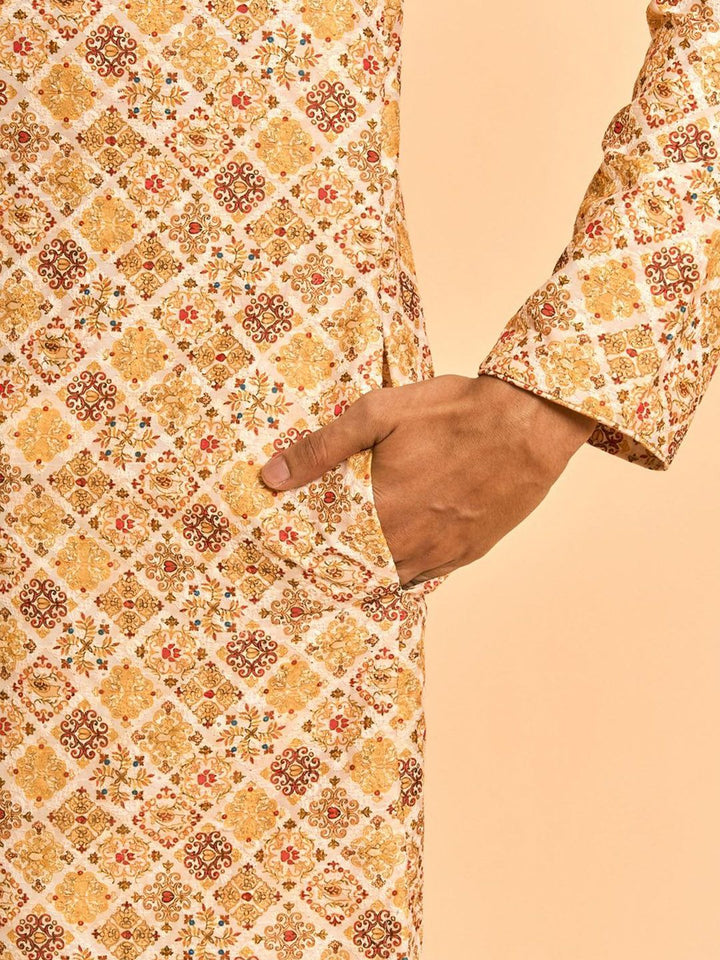 Diwas by Manyavar Men Ethnic Motifs Printed Mandarin Collar Kurta