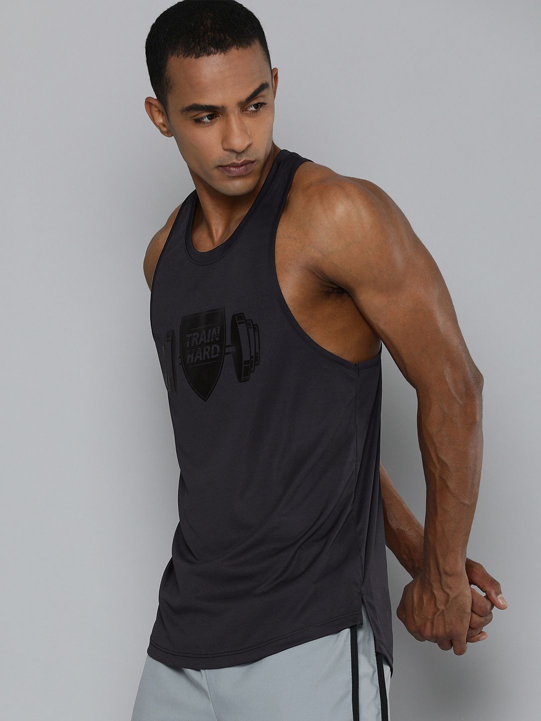HRX By Hrithik Roshan Training Men Atlantic Blue Rapid-Dry Typography Tshirts