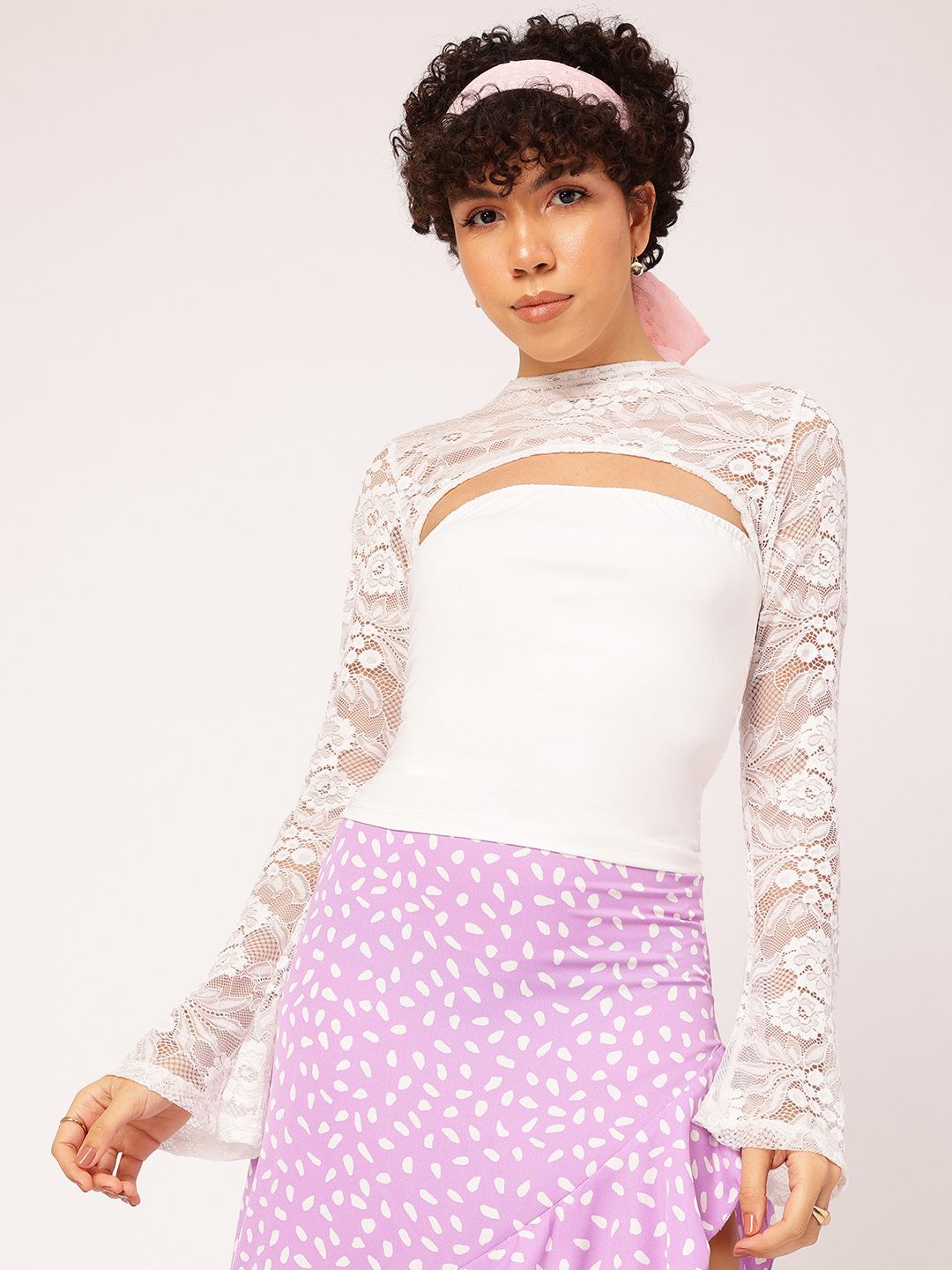 DressBerry Lacy Fling Cut-Out Fitted Top