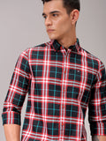 The Indian Garage Co Men Cutaway Collar Checked Cotton Slim Fit Casual Shirt