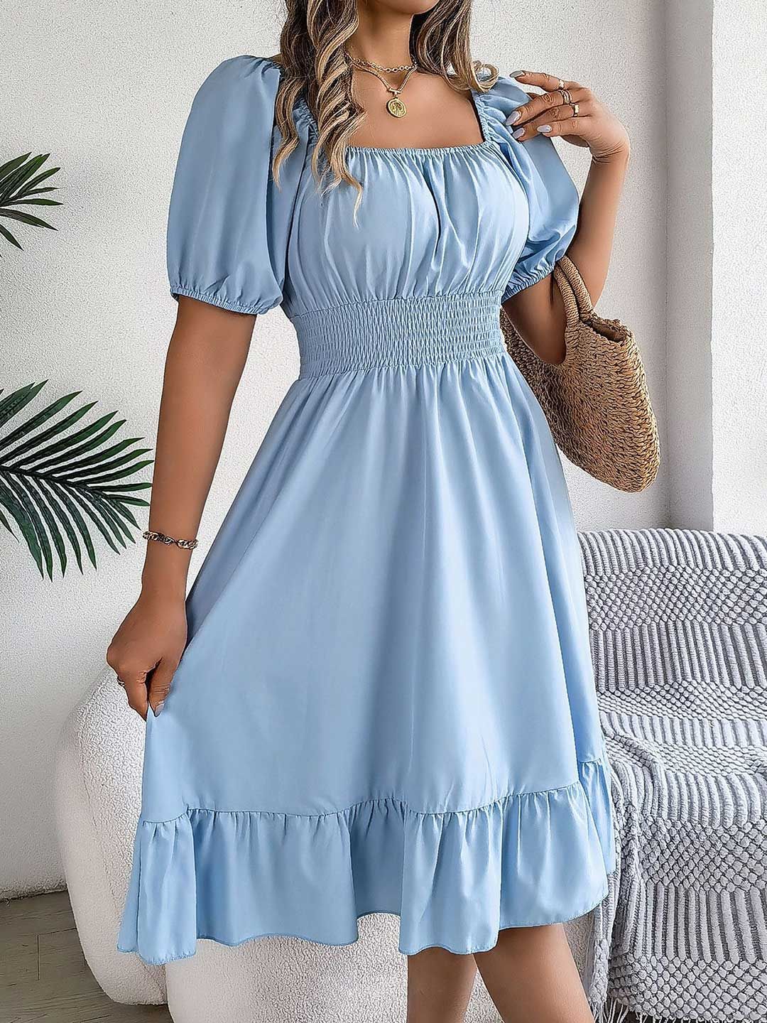 DressBerry Women Solid Fit & Flare Dress