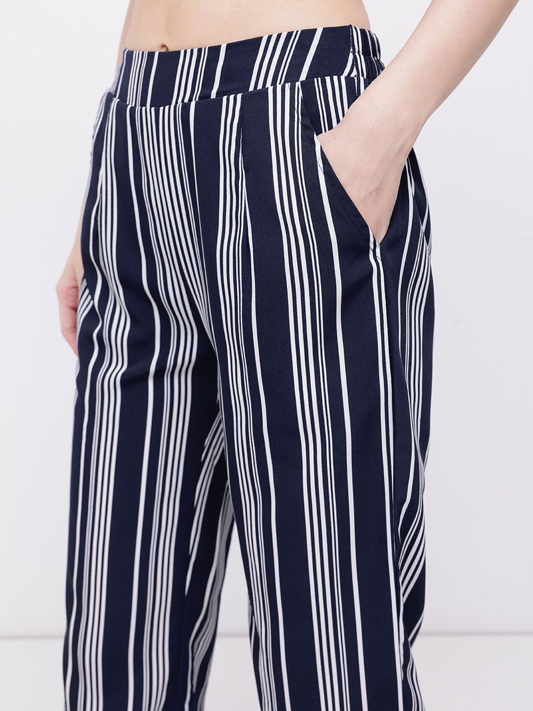 DressBerry Stroll On Over Striped Straight Fit Trousers