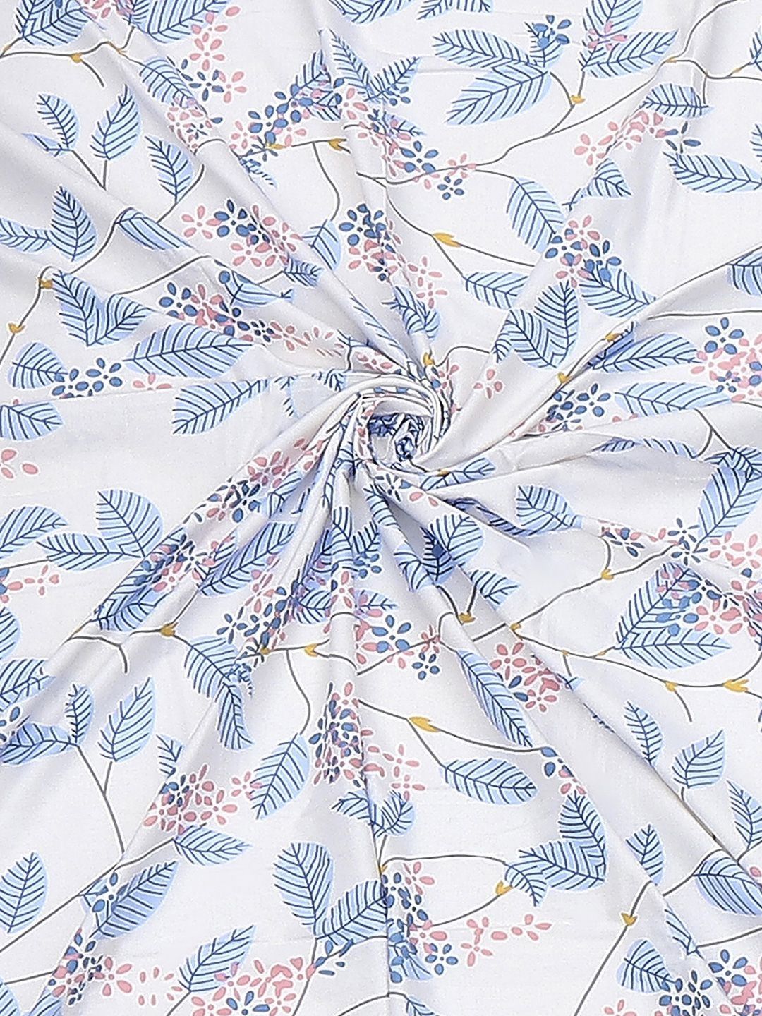 Monte Carlo Pixel Blue & White Floral Printed 120 TC Single Bedsheet Set 1.52 m x 2.30 m